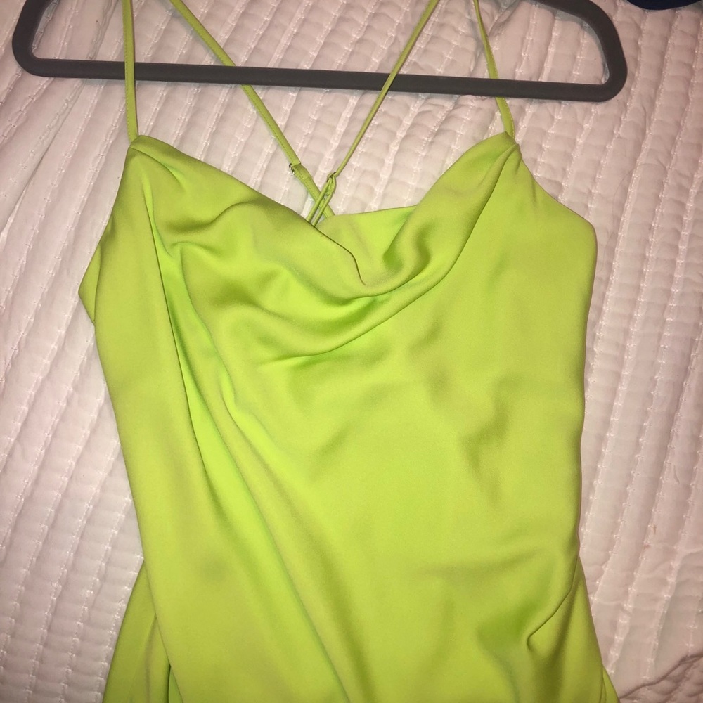 J.O.A. neon green cowl neck dress